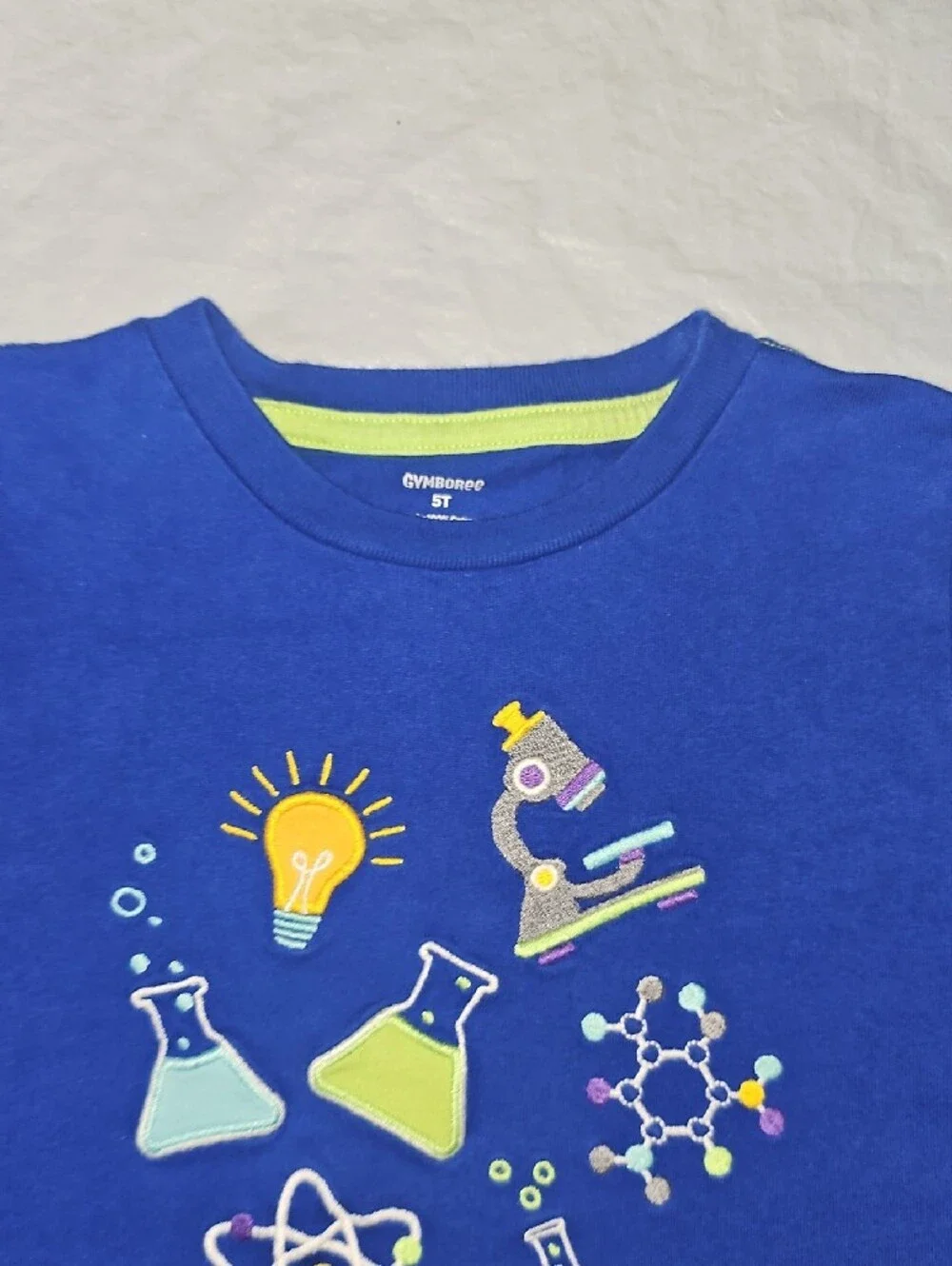 Gymboree Boys 5T Embroidered Science T-Shirt Blue Used